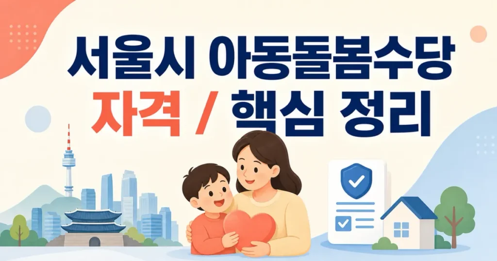 2026년 서울형 아이돌봄비, 우리집도 월 30만원 받을 수 있을까? (자격 조건 총정리) 관련 이미지: 2026년 서울형 아이돌봄비 우리집도
