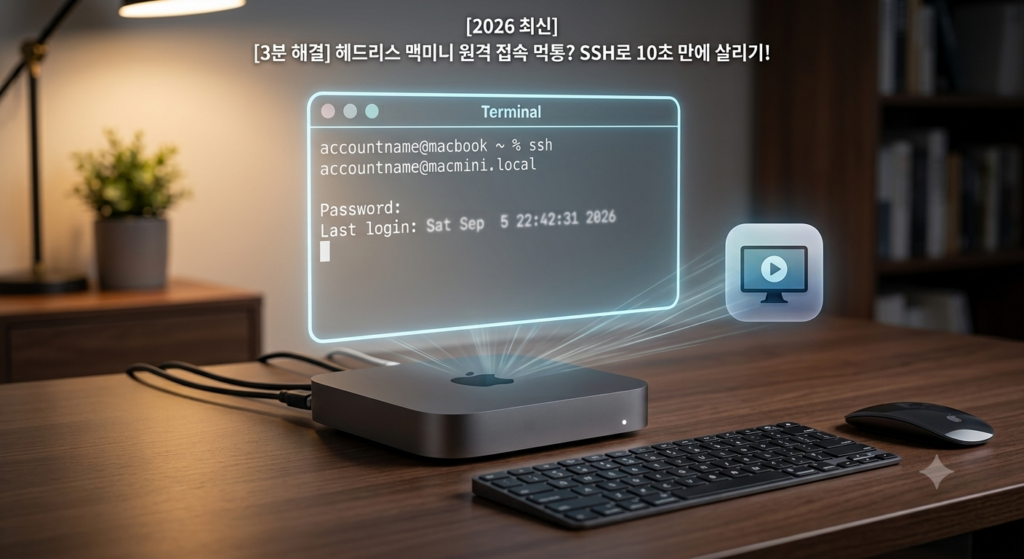 헤드리스 맥미니 재부팅 시 터미널 SSH로 로그인하여 화면 공유 활성화하는 방법